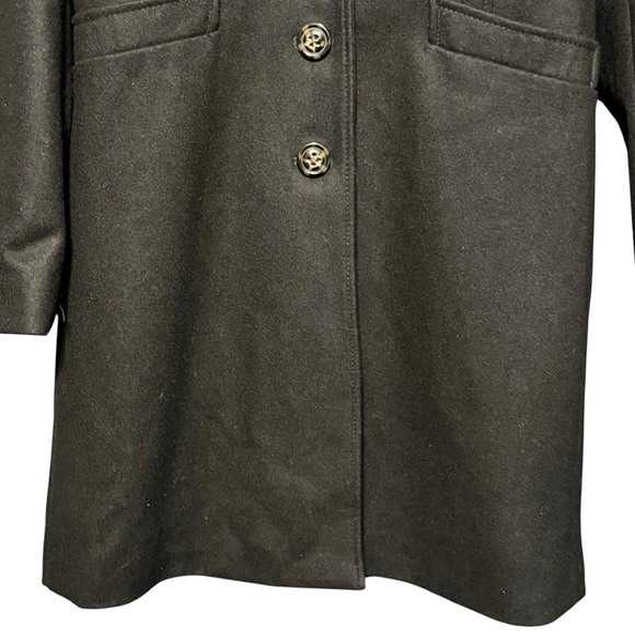 Moda International Wool Y2K Black Faux Fur Detachable Collar Midi Length Coat - Picture 6 of 9